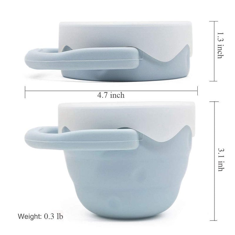 Ginbear Baby Snack Cups for Toddlers No Spill, Collapsible Silicone Containers for Girl, Snack Catchers with Lid for Kids (Dusty Blue.) - Image 2