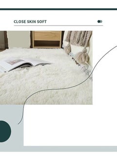 fashionhome Modern Home Floor Mat Carpet Furry Rug Fluffy Soft For Bedroom Decor Washable White, Rectangle 80x160 cm  - Image 4