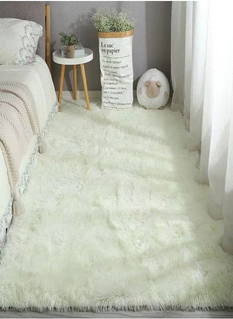 Modern Home Floor Mat Carpet Furry Rug Fluffy Soft For Bedroom Decor Washable White, Rectangle 80x160 cm