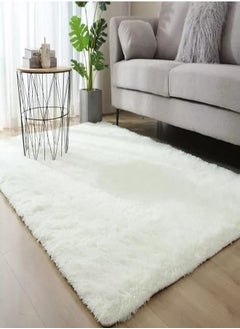 fashionhome Modern Home Floor Mat Carpet Furry Rug Fluffy Soft For Bedroom Decor Washable White, Rectangle 80x160 cm  - Image 3