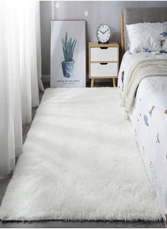 fashionhome Modern Home Floor Mat Carpet Furry Rug Fluffy Soft For Bedroom Decor Washable White, Rectangle 80x160 cm  - Image 2
