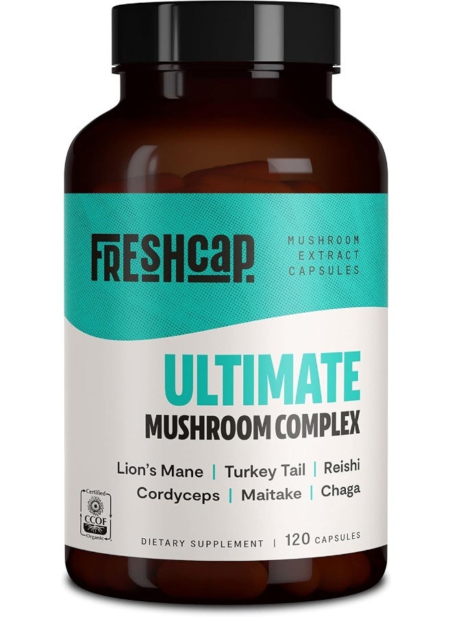 FreshCap Mushrooms Thrive 6 Powerful Mushroom Extract - 120 Capsules - Image 1