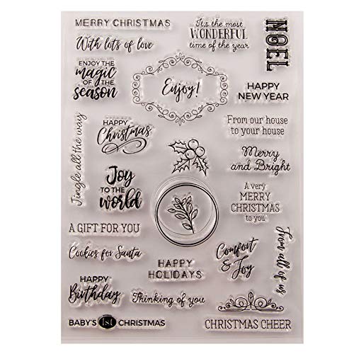 arriettycraft Merry Christmas Happy New Year Happy Birthday Verses Phrase Clear Stamps for Christmas Cards Making Decoration and Scrapbooking Rubber Stamps for Craft - Image 5