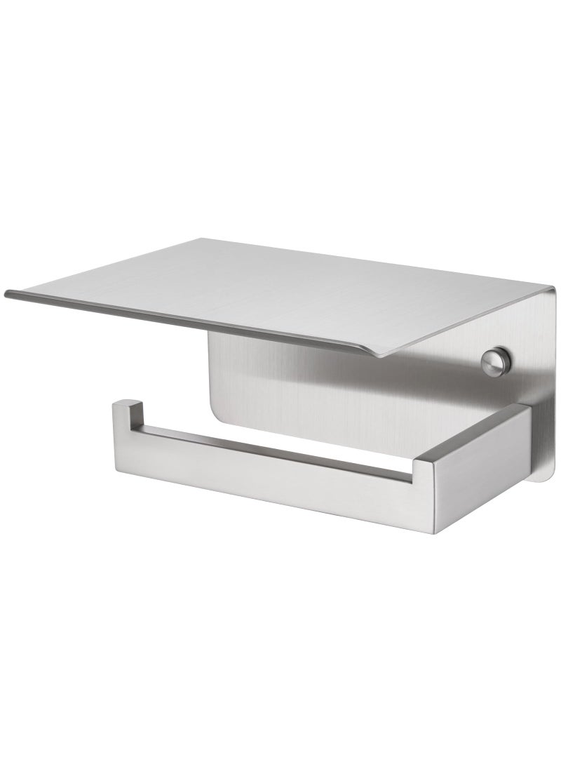 APLusee APLusee Brushed Nickel Toilet Paper Holder with Shelf Left Side 304 Stainless Steel Tissue Roll Hanger Wall Mounted 