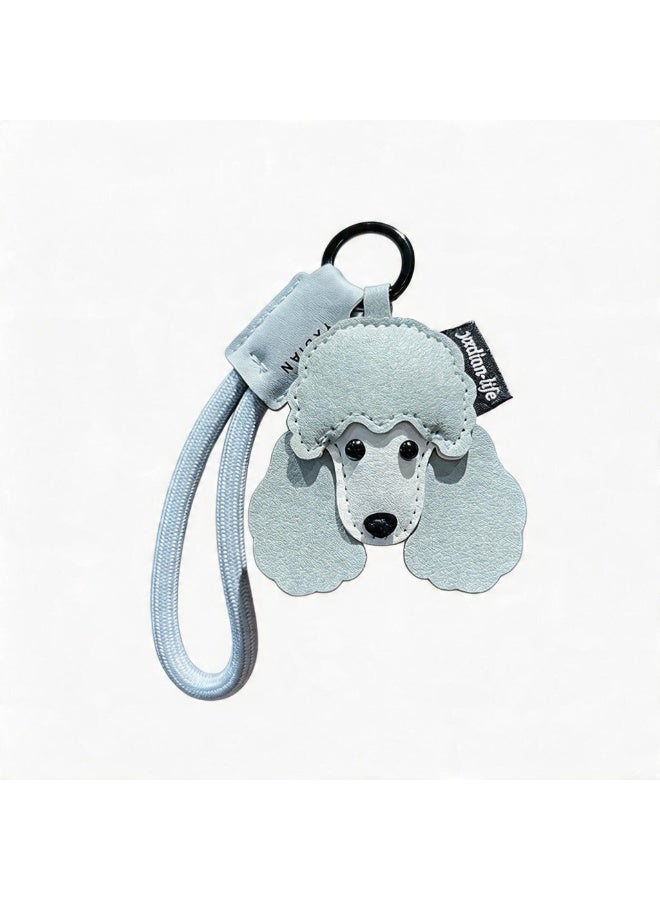 Poodle leather keychain, cute bag charm - Image 1
