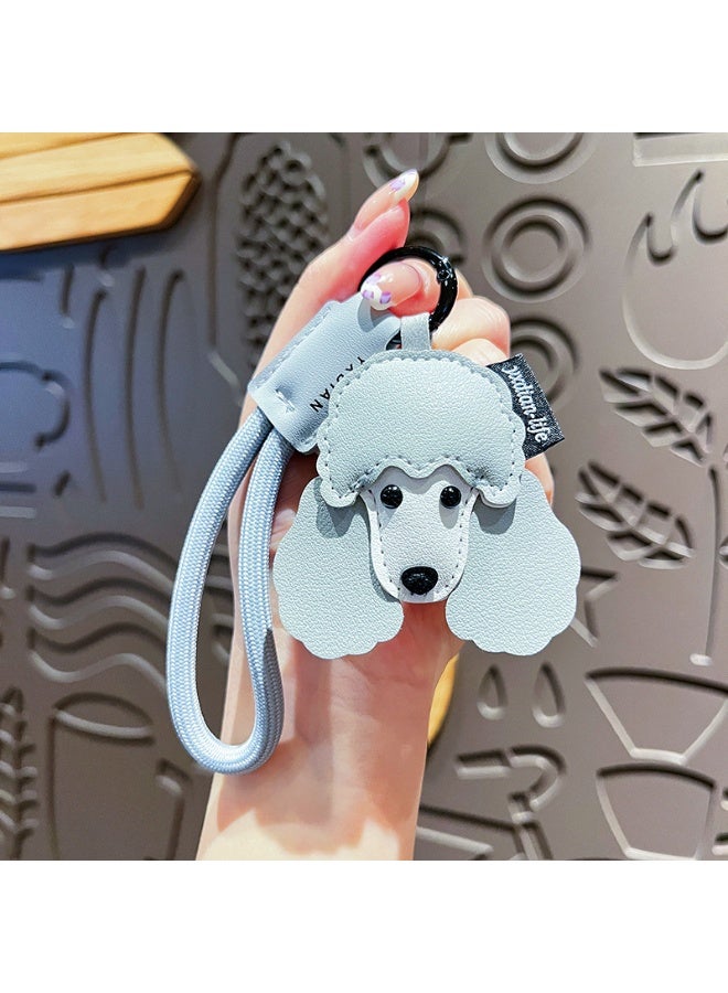 Poodle leather keychain, cute bag charm - Image 2