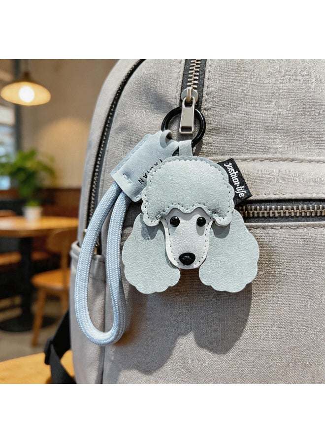 Poodle leather keychain, cute bag charm - Image 3