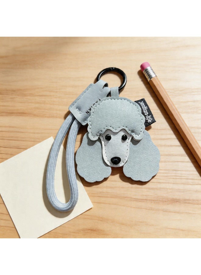 Poodle leather keychain, cute bag charm - Image 4