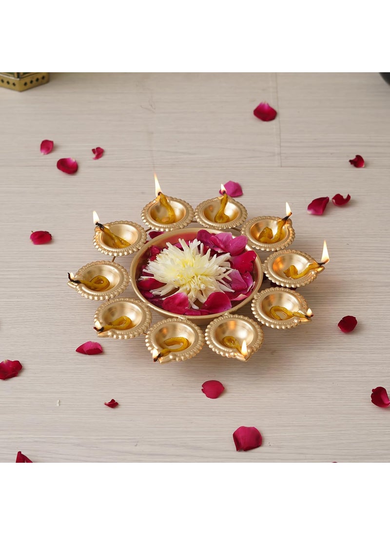 Webelkart Webelkart Diya Shape Flower Decorative Urli Bowl for Home Decor Bowl for Floating Flowers and Tea Light Candles Home,Office and Table Decor| decorative items for home (Designs-2)  - Image 1