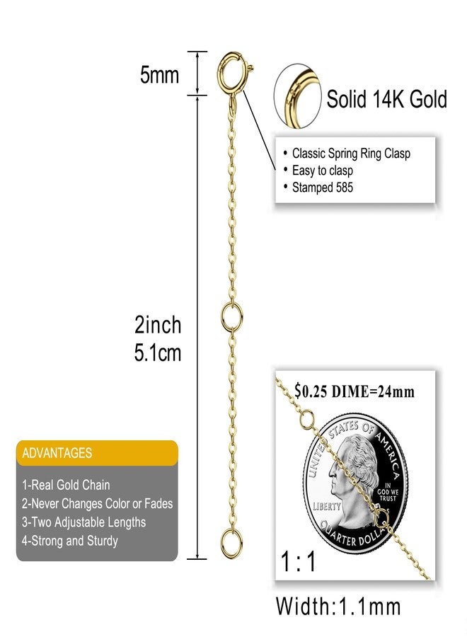Lulau 14K Solid Gold Necklace Extender Real 14K Bracelet Extender 2 3 4 Inch Durable Adjustable Chain Gold Anklets Extension for Women 2" 3" 4", Medium, Yellow Gold, no gemstone - Image 2