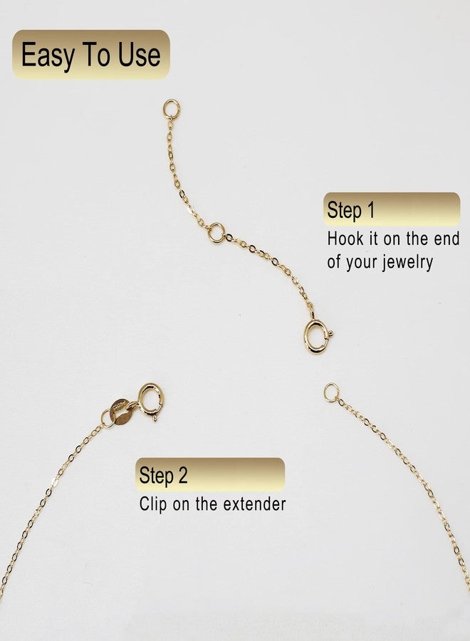 Lulau 14K Solid Gold Necklace Extender Real 14K Bracelet Extender 2 3 4 Inch Durable Adjustable Chain Gold Anklets Extension for Women 2" 3" 4", Medium, Yellow Gold, no gemstone - Image 3