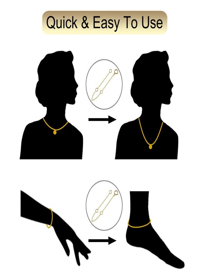 Lulau 14K Solid Gold Necklace Extender Real 14K Bracelet Extender 2 3 4 Inch Durable Adjustable Chain Gold Anklets Extension for Women 2" 3" 4", Medium, Yellow Gold, no gemstone - Image 5