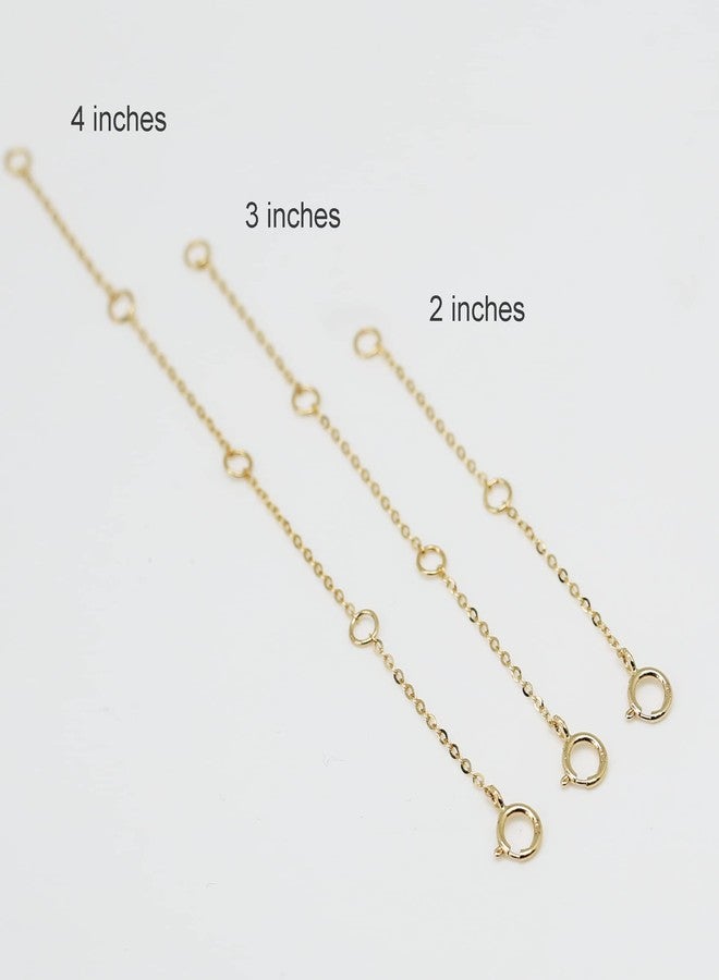 Lulau 14K Solid Gold Necklace Extender Real 14K Bracelet Extender 2 3 4 Inch Durable Adjustable Chain Gold Anklets Extension for Women 2" 3" 4", Medium, Yellow Gold, no gemstone - Image 4