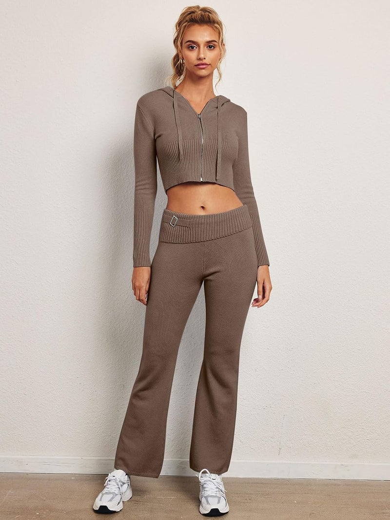 LILLUSORY Women's 2 Piece Cropped Sweatsuit Set - Trendy Y2K Loungewear - Image 2
