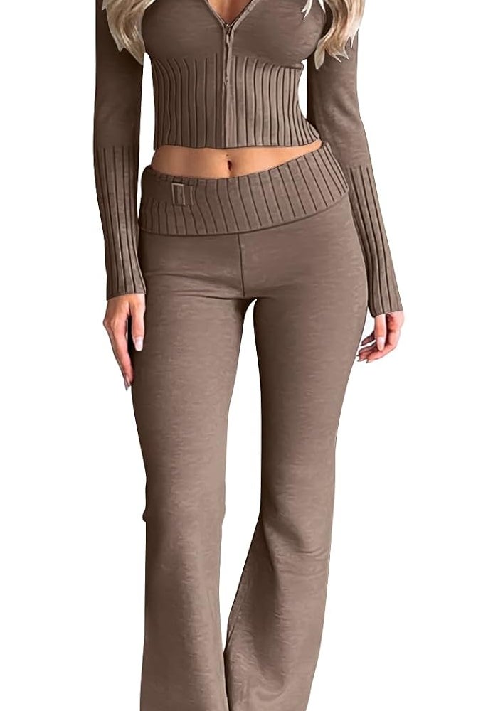 LILLUSORY Women's 2 Piece Cropped Sweatsuit Set - Trendy Y2K Loungewear - Image 1