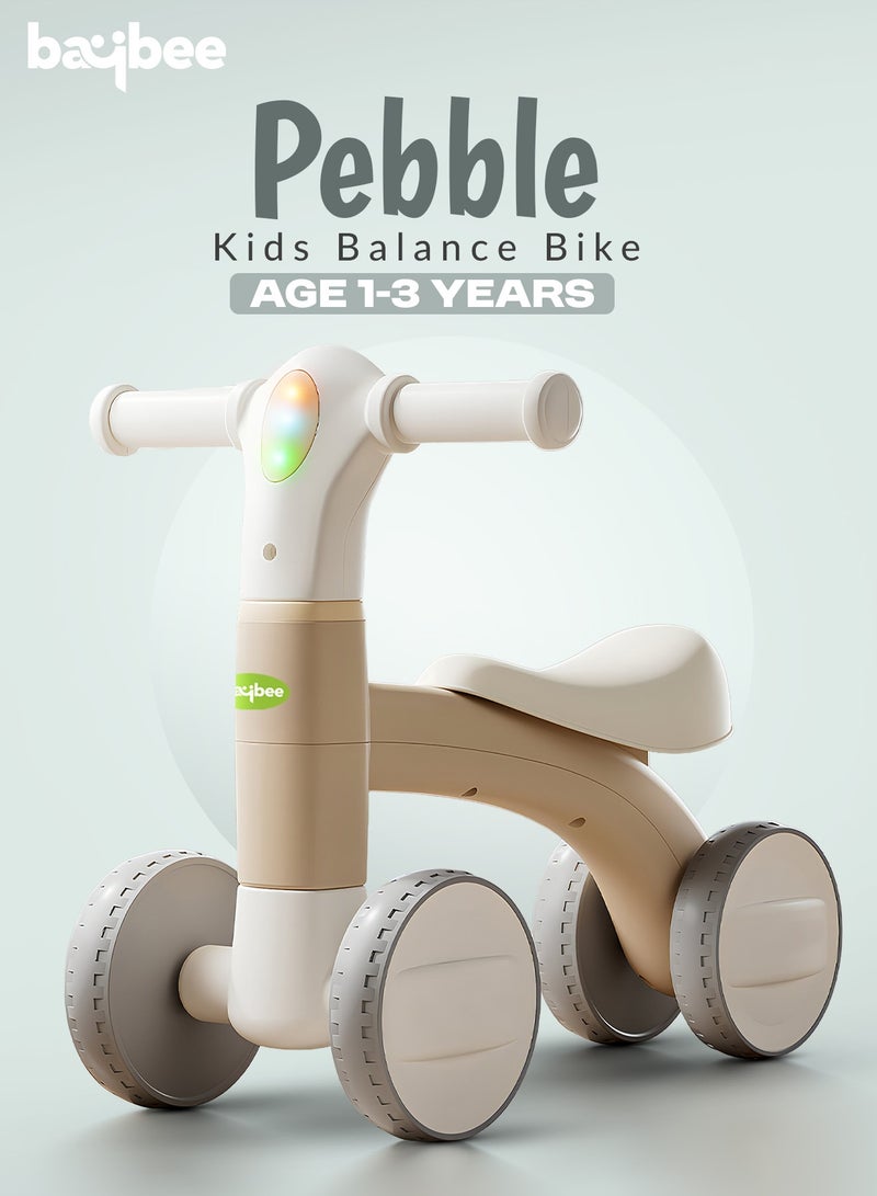 BAYBEE Pebble Baby Balance Bike for Kids, Ride on Toy Toddler Balance Bike with Music & Light | 4 Wheels Toddler First Bike | Kids Balance bike for Toddlers 1 to 3 Years Boy Girl Brown  - Image 2