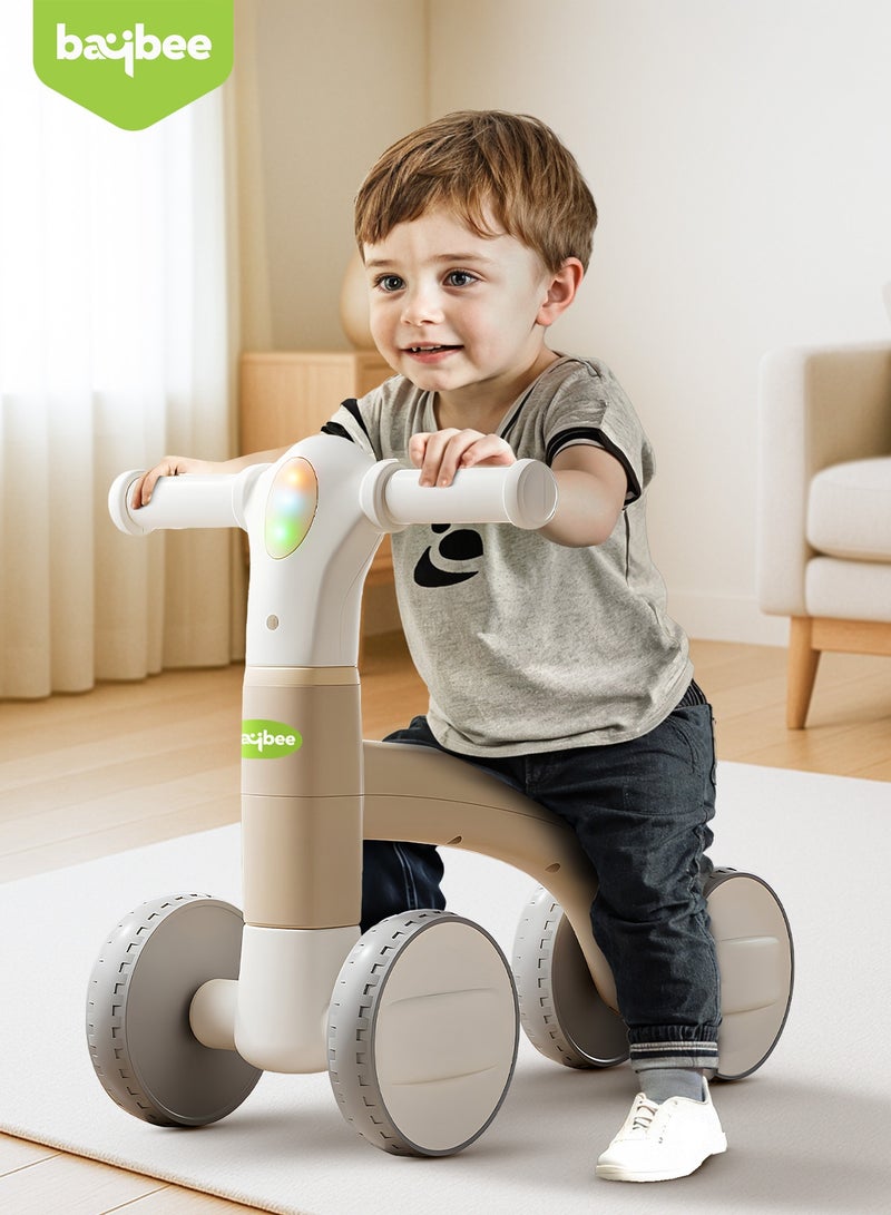 BAYBEE Pebble Baby Balance Bike for Kids, Ride on Toy Toddler Balance Bike with Music & Light | 4 Wheels Toddler First Bike | Kids Balance bike for Toddlers 1 to 3 Years Boy Girl Brown  - Image 3