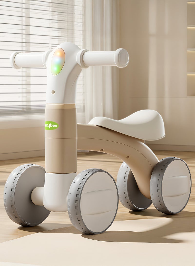 BAYBEE Pebble Baby Balance Bike for Kids, Ride on Toy Toddler Balance Bike with Music & Light | 4 Wheels Toddler First Bike | Kids Balance bike for Toddlers 1 to 3 Years Boy Girl Brown  - Image 1