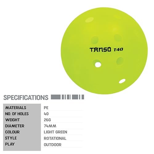 Tanso T40 Pickleball Balls for Outdoor Tournament Play (Pack of 3 pickleballs, 40 Precise Holes, Active Bounce, Durable with Less Abrasion, Light Green Colour Pickleball Balls) - Image 4