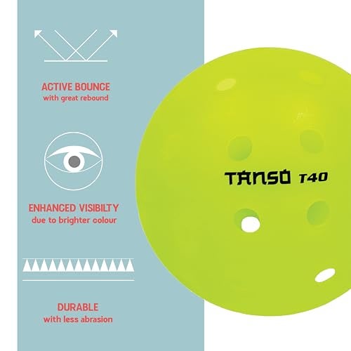 Tanso T40 Pickleball Balls for Outdoor Tournament Play (Pack of 3 pickleballs, 40 Precise Holes, Active Bounce, Durable with Less Abrasion, Light Green Colour Pickleball Balls) - Image 3