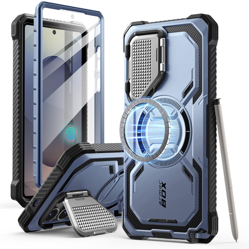 I-blason iBlason Armorbox for Samsung Galaxy S25 Ultra Case MagSafe with Camera Cover Stand Support Wireless Charger 360 FullBody Case with Screen Protector Kickstand Phone Case for S25 Ultra Blue - Image 2