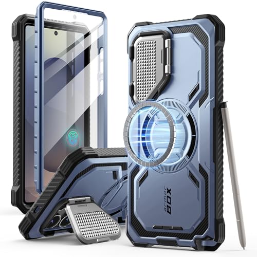 I-blason iBlason Armorbox for Samsung Galaxy S25 Ultra Case MagSafe with Camera Cover Stand Support Wireless Charger 360 FullBody Case with Screen Protector Kickstand Phone Case for S25 Ultra Blue - Image 1