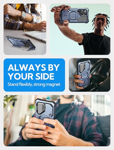 I-blason iBlason Armorbox for Samsung Galaxy S25 Ultra Case MagSafe with Camera Cover Stand Support Wireless Charger 360 FullBody Case with Screen Protector Kickstand Phone Case for S25 Ultra Blue - Image 3