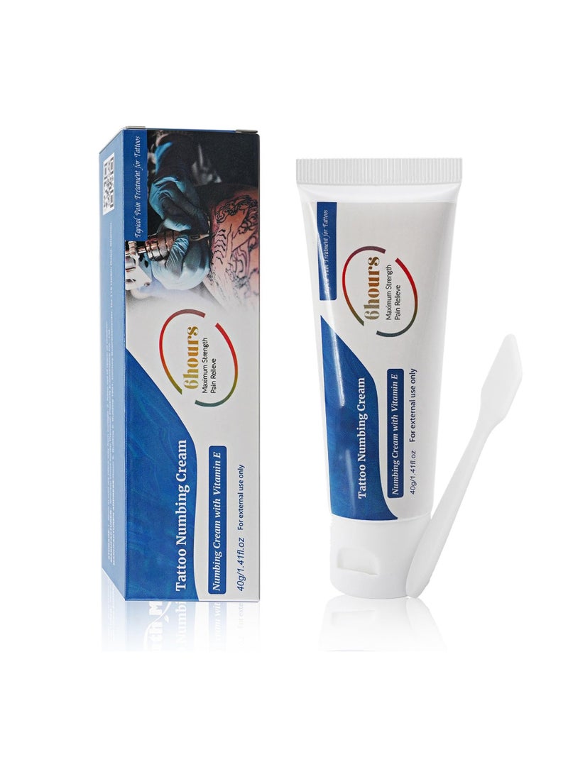 SYOSI Tattoo Numbing Cream, 6-8 Hours Painless Numbing Cream for Tattoos Extra Strength, Long Lasting Painless Tattoo Numbing Cream for Tattoo, Waxing, Microneedling (1.41Oz)  - Image 1