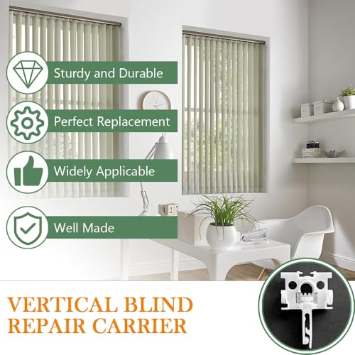lofrcin Vertical Blind Repair Carrier with Stem and Gear, Vertical Blinds Repair Kit Used for Headrail Vertical Blinds Curtain Accessories（12 PCS） - Image 4