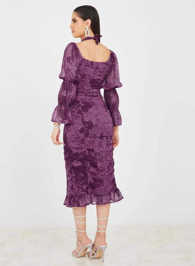 Styli Floral Ruffle Dress