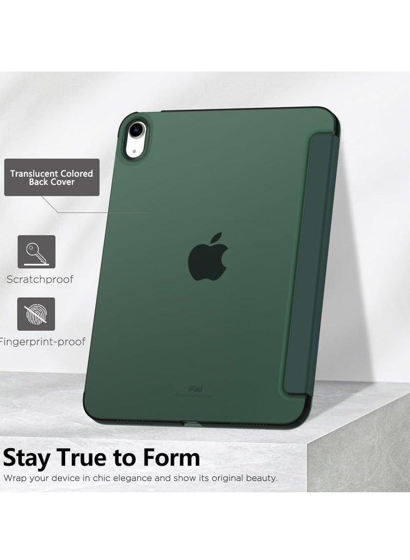 iPad (A16) 11th Generation Case 11 Inch 2025 iPad 10th Generation Case 10.9 Inch 2022 Slim Stand Hard PC Translucent Back Shell Smart Cover Support Touch ID Auto Wake/Sleep Midnight Green - Image 5