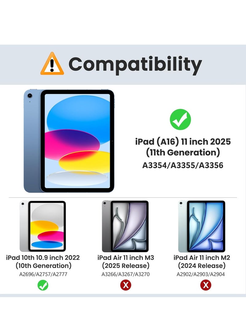 iPad (A16) 11th Generation Case 11 Inch 2025 iPad 10th Generation Case 10.9 Inch 2022 Slim Stand Hard PC Translucent Back Shell Smart Cover Support Touch ID Auto Wake/Sleep Midnight Green - Image 2