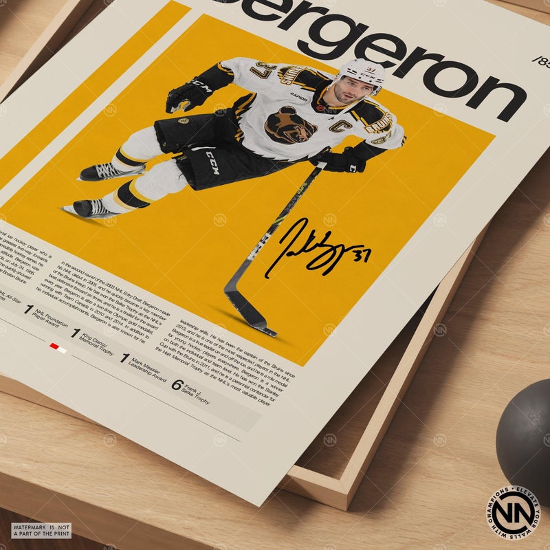 TNESSENTIAL Patrice Bergeron Poster, Boston Bruins Poster, NHL Poster, Hockey Poster, Sports Poster, Mid-Century Modern, Sports Bedroom Posters - Image 5