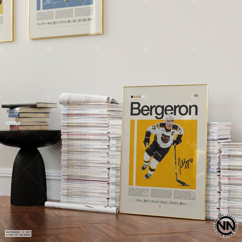 TNESSENTIAL Patrice Bergeron Poster, Boston Bruins Poster, NHL Poster, Hockey Poster, Sports Poster, Mid-Century Modern, Sports Bedroom Posters - Image 4