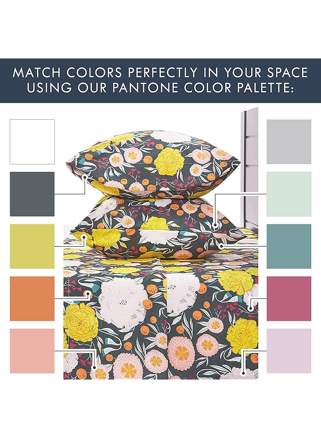 إيروريكس طقم ملاءات كينج من الألياف الدقيقة من Where The Polka Dots Roam - زهور على ملاءات تبريد مقاومة للبقع والتجاعيد لسرير كينج - ملاءات ناعمة من الألياف الدقيقة مسطحة وملائمة بوزن 90 جرامًا للمتر المربع مع 2 كيس وسادة من - Image 2