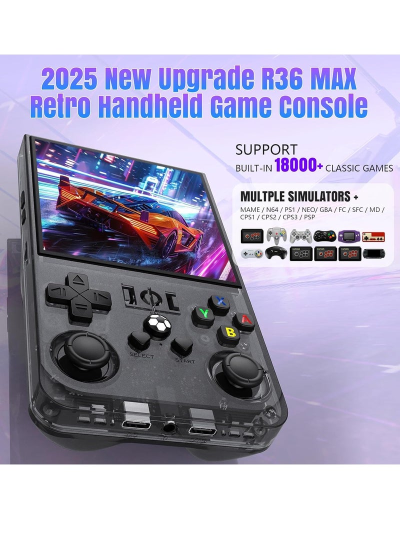 2025 New Upgrade R36MAX Retro Handheld Game Console with 64G Built-in 18000+ Classic Games, Portable Hand Held Open Source Linux System 4.0-in 4k HD IPS Screen Video Player  - Image 2