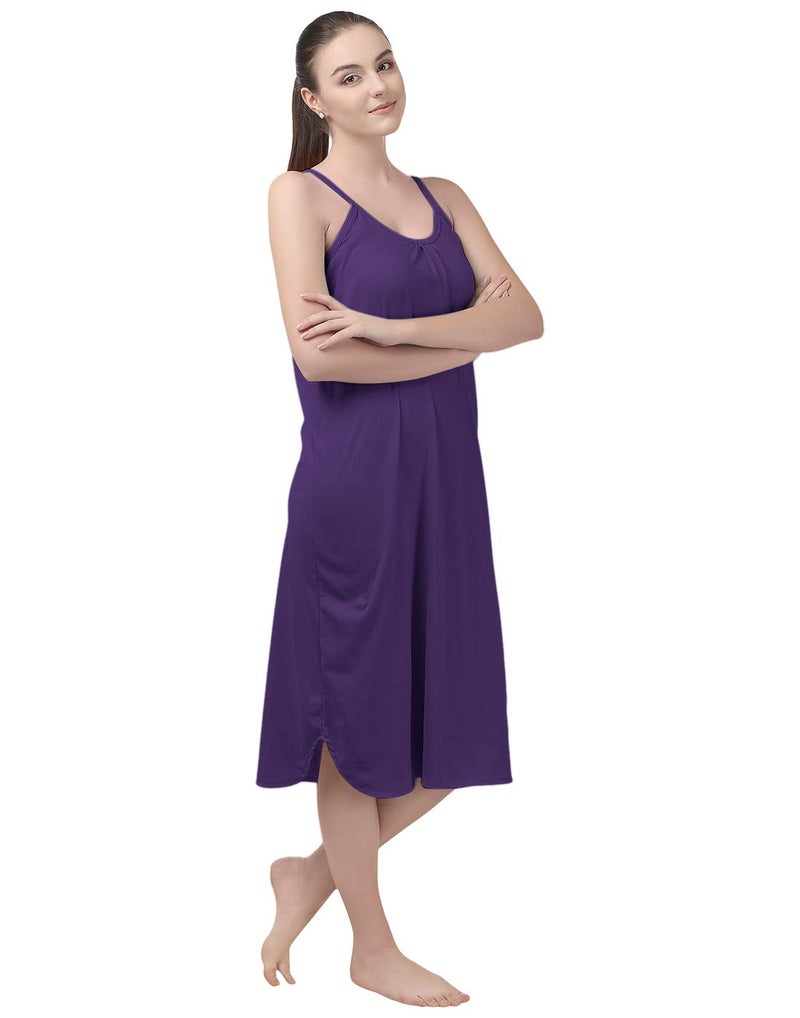 BLAZON Women's Cotton Hosiery Solid Maxi Sublime Night Dress (13005 Amethyst_01_XL_Amethyst_XL) - Image 4