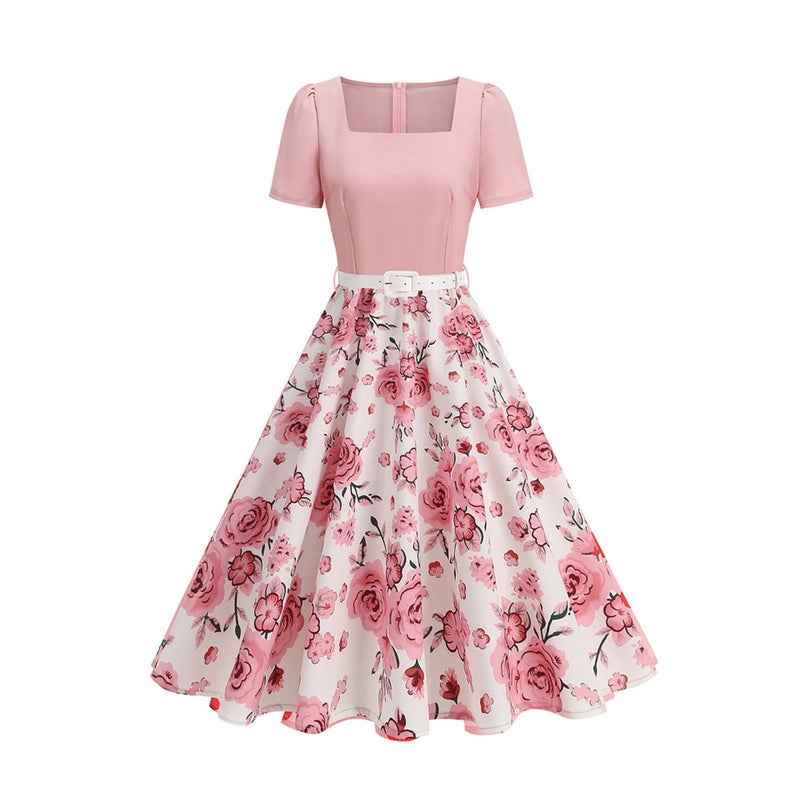 Vintage Floral Polka Dot Bow Dress - Image 5