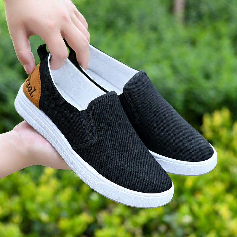 Summer 2022 Mens Flat Canvas Slip-ons Trendy DX777 Black 