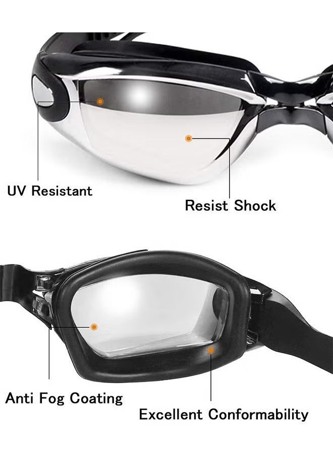 يوكه نظارات السباحة المقاومة للضباب 5 في 1 -مجموعة نظارات السباحة المزودة بغطاء السباحة وسدادات الأذن ومشبك الأنف ونظارات السباحة المقاومة للتسرب وحقيبة انتفاخ -نظارات السباحة المقاومة للماء التي يمكنها حجب الأشعة فوق البنفسجية بفاعلية -مناسبة للرجال والنساء (الأسود) - Image 4