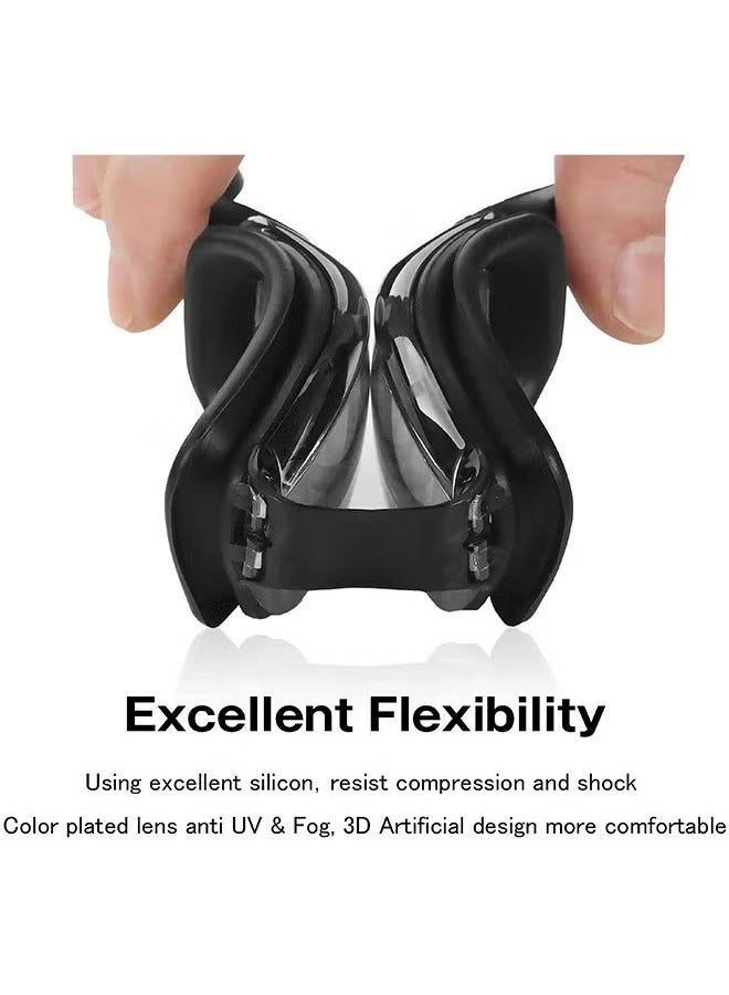 يوكه نظارات السباحة المقاومة للضباب 5 في 1 -مجموعة نظارات السباحة المزودة بغطاء السباحة وسدادات الأذن ومشبك الأنف ونظارات السباحة المقاومة للتسرب وحقيبة انتفاخ -نظارات السباحة المقاومة للماء التي يمكنها حجب الأشعة فوق البنفسجية بفاعلية -مناسبة للرجال والنساء (الأسود) - Image 3