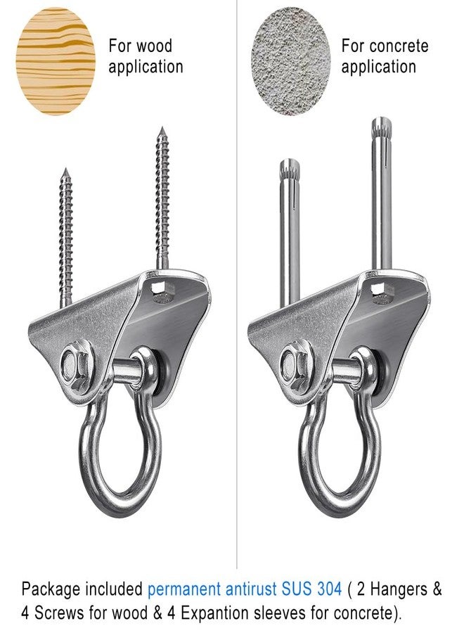 BeneLabel 2 Pack Stainless Steel 180 Swing Hooks, Heavy Duty 1000 LB Capacity, 4 Screws & 4 Expansion Bolts for Wooden & Concrete, Ceiling Mount for Hammock, Porch, Yoga, Punching Bag - Image 4