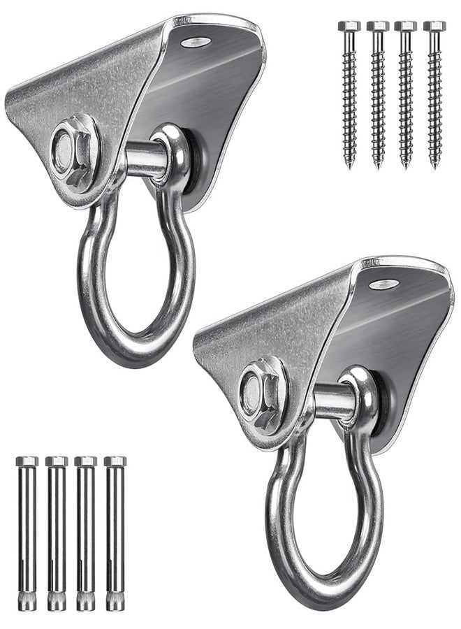 BeneLabel 2 Pack Stainless Steel 180 Swing Hooks, Heavy Duty 1000 LB Capacity, 4 Screws & 4 Expansion Bolts for Wooden & Concrete, Ceiling Mount for Hammock, Porch, Yoga, Punching Bag - Image 1