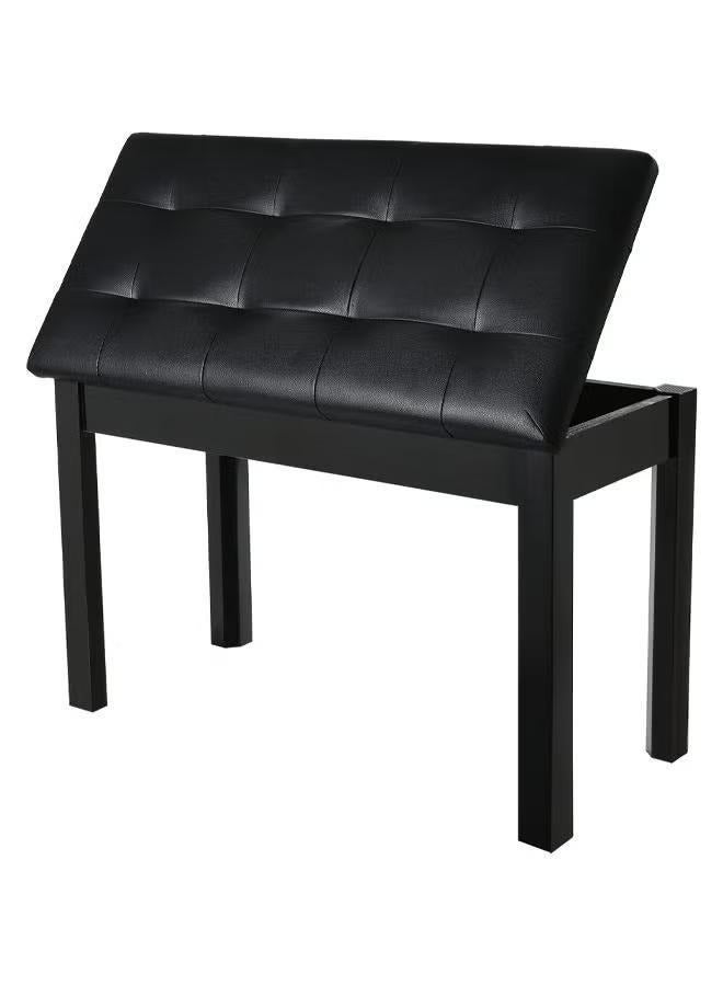 والالا مقعد بيانو فاخر مع وسادة مبطنة وحجرة تخزين لكتب الموسيقى 75 سم × 33 سم × 48 سم، أسود - Image 1