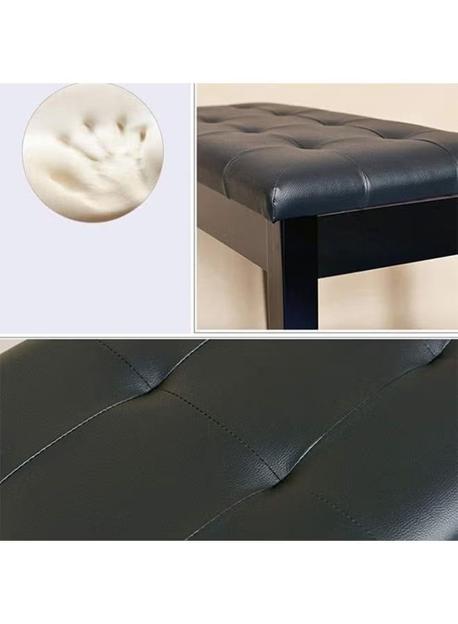 والالا مقعد بيانو فاخر مع وسادة مبطنة وحجرة تخزين لكتب الموسيقى 75 سم × 33 سم × 48 سم، أسود - Image 5