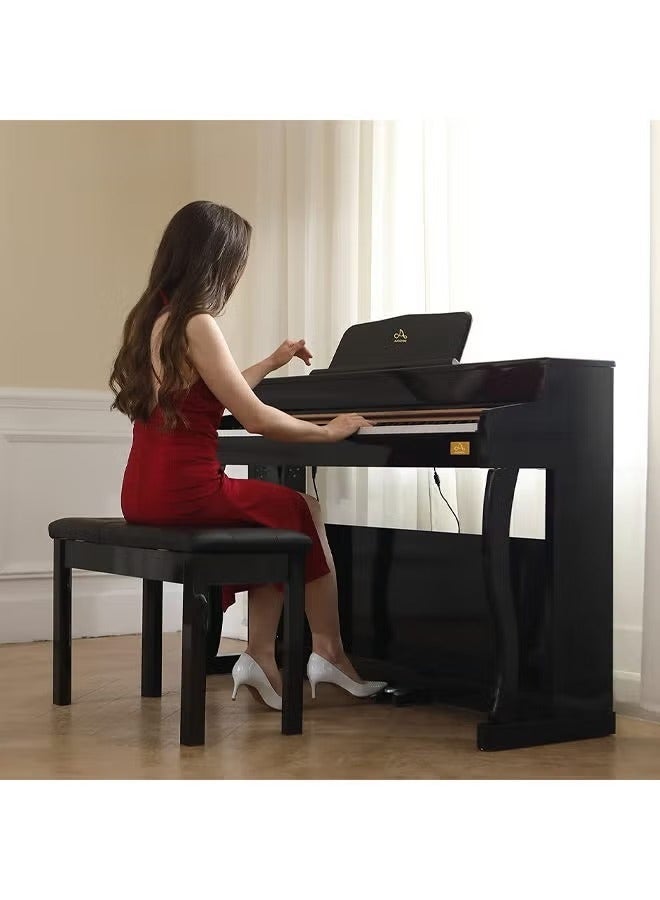 والالا مقعد بيانو فاخر مع وسادة مبطنة وحجرة تخزين لكتب الموسيقى 75 سم × 33 سم × 48 سم، أسود - Image 2