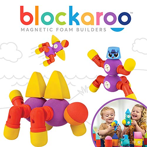 Blockaroo Magnetic Foam Building Blocks - 17-Piece Critter Set, Bath Toys for Toddlers, Preschool Toys, Bathtub Toys, Sensory Toys, Blocks for Toddlers 3-5, Engineering Toys for Kids 3-5, Bath Blocks - Image 1