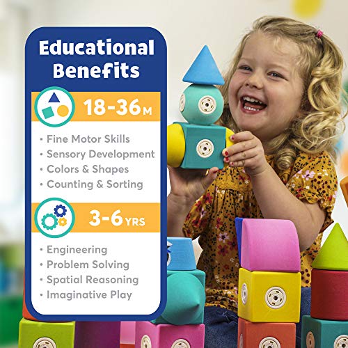 Blockaroo Magnetic Foam Building Blocks - 17-Piece Critter Set, Bath Toys for Toddlers, Preschool Toys, Bathtub Toys, Sensory Toys, Blocks for Toddlers 3-5, Engineering Toys for Kids 3-5, Bath Blocks - Image 4