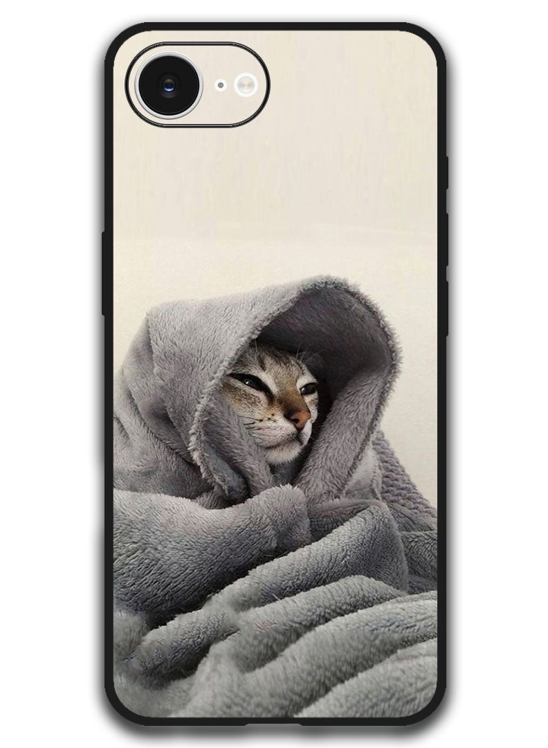 Theodor Case Compatible with Apple iPhone 16e 6.1 Inch Protection Shockproof Bumper Cover - Cat in Blanket - Image 1