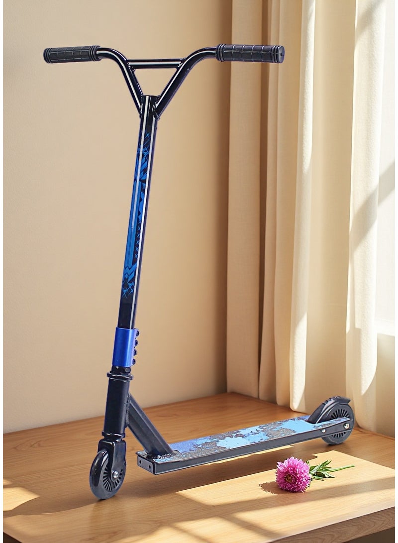 إيزي فيتشور سكوتر إيزي فيوتشر ثنائي العجلات للمحترفين للحركات البهلوانية - سطح من الألومنيوم مع شريط قبضة، عجلات من الألومنيوم 110 مم، مقود عريض على شكل حرف T، فرامل فولاذية، سكوتر خفيف الوزن بزاوية 360 درجة للحركات الحرة للمبتدئين والمتوسطين - Image 1